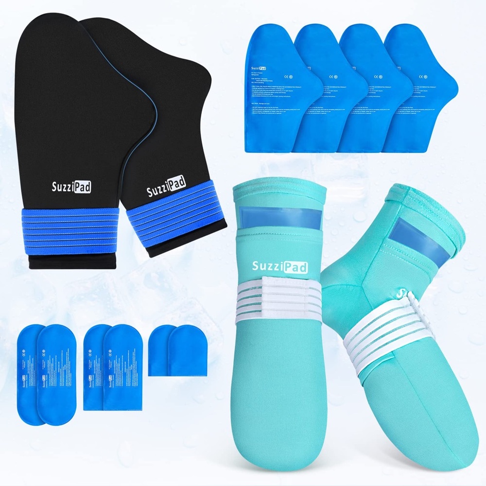 NEW SuzziPad Wearable Cold Therapy Socks & Gloves Ice Pack Size XL Hands Feet